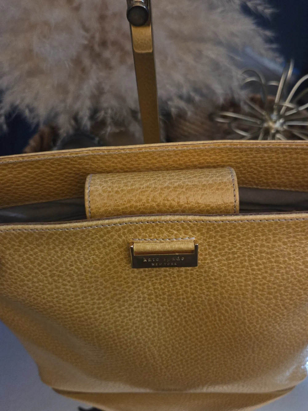 Kate Spade New York Made in Italy Mustard Pebbled Leather Bag + Roostercuster BC
